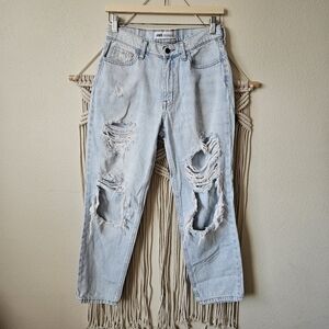 Zara Denim Mon Jean Distressed Light Blue Women's 10x27